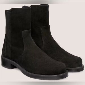Stuart Weitzman womens 5050 Black Sport Suede Bold Zip Bootie US 8.5B NWP